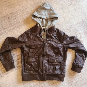 Obey leather jacket/sweatshirt combo